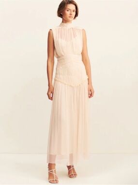 NWT Shona Joy Clemence High Neck Midi Dress in Cream